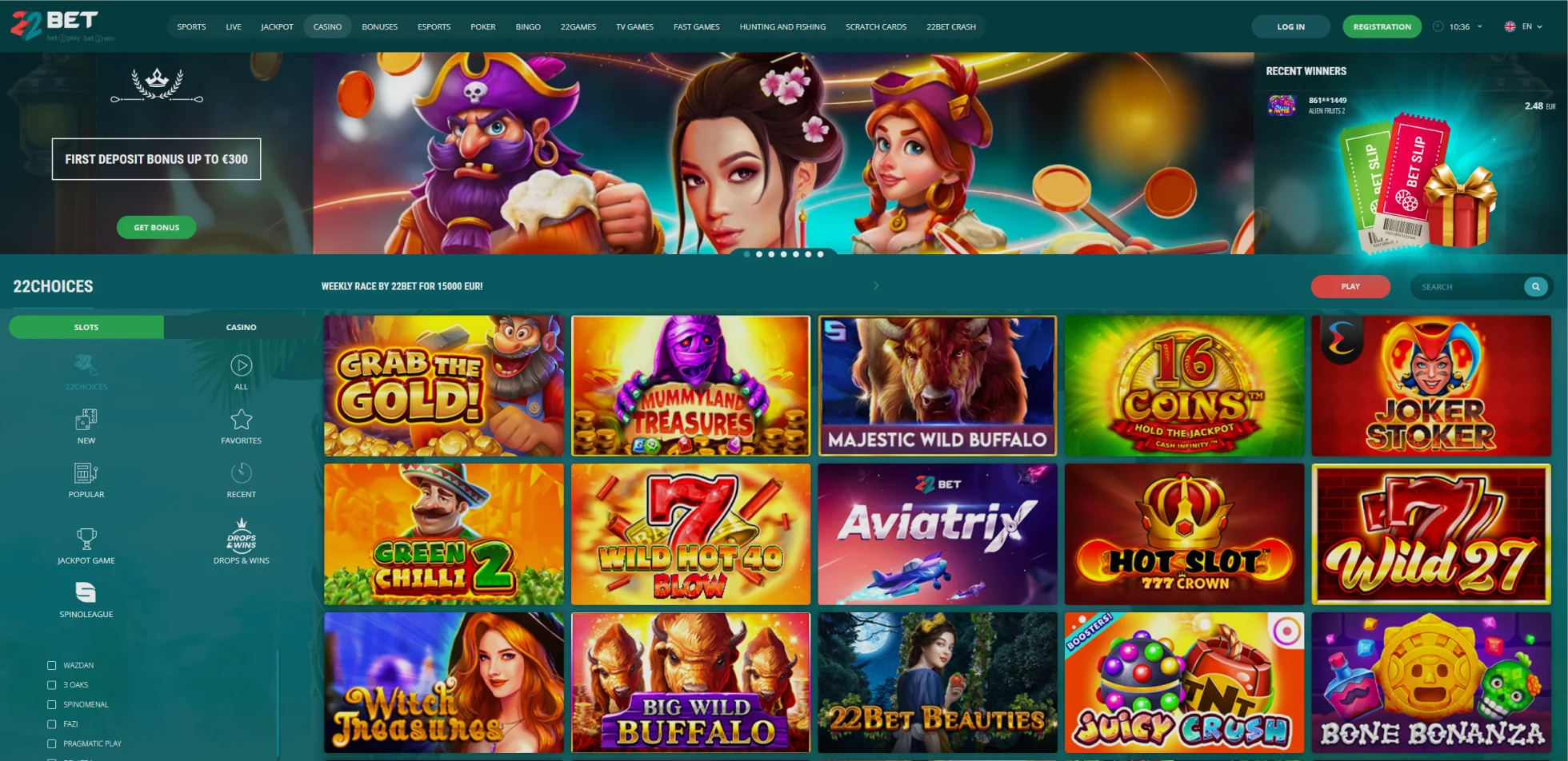 22Bet Casino Top-Spiele